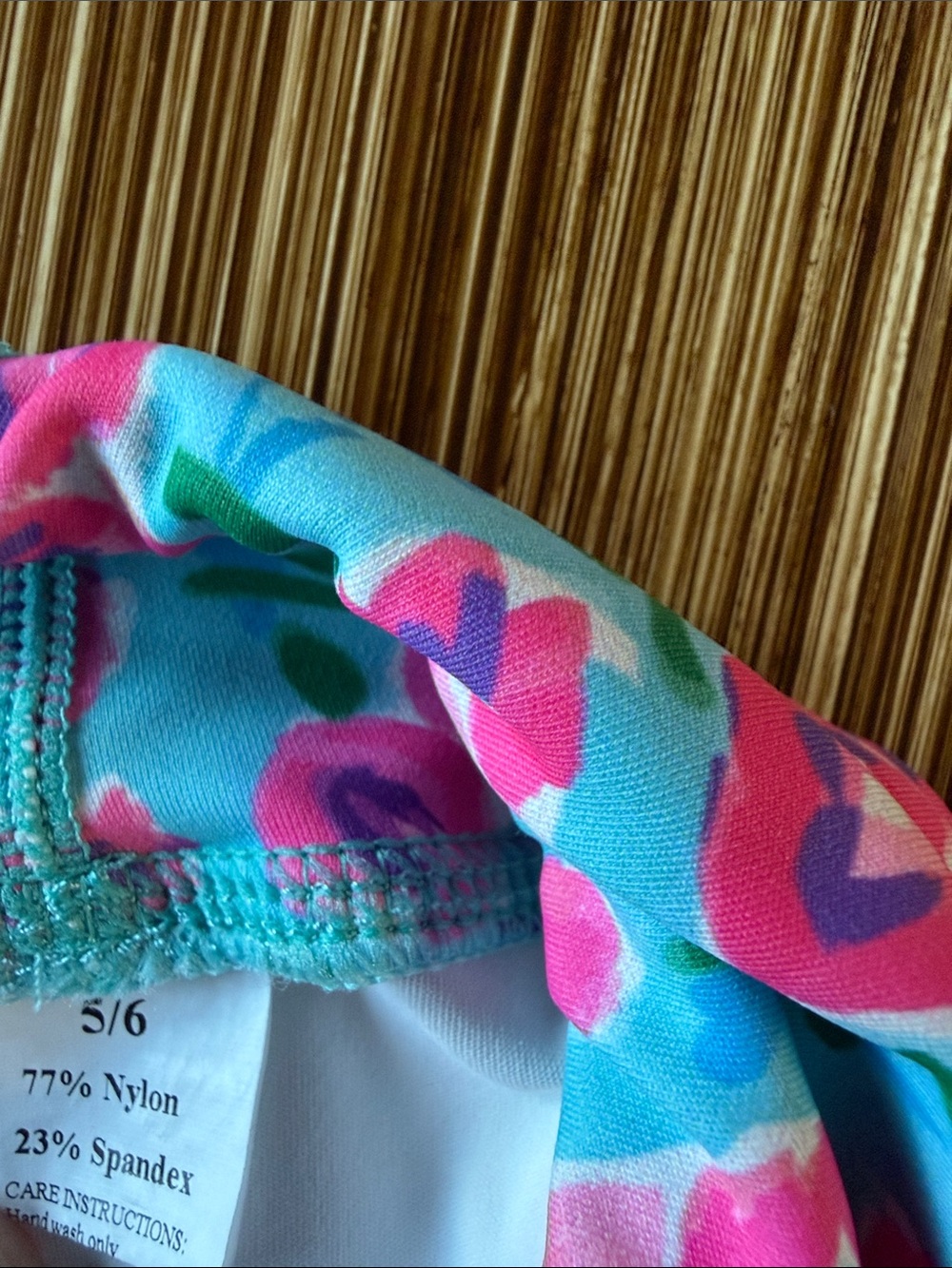 Girls' Pink Floral Active Crop Top & Aqua Bike Shorts Set - Picture 7 of 7